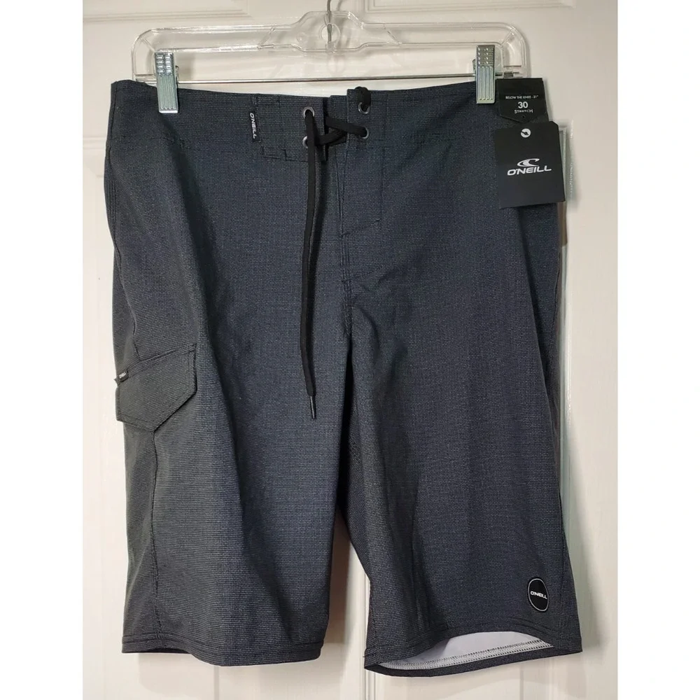 O’Neill Men’s Board Shorts Size 30 Gray Stretch Below Knee 21” NWT